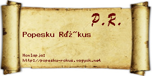 Popesku Rókus névjegykártya